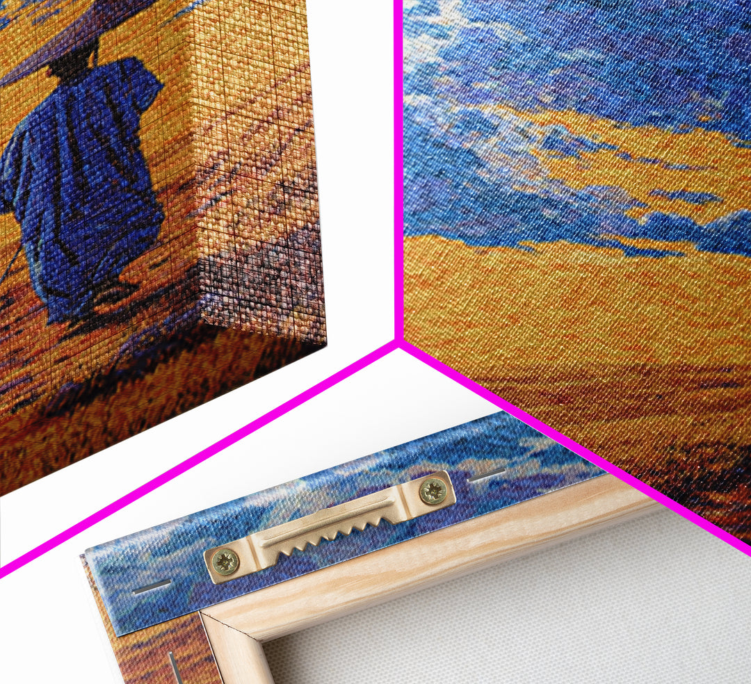 Blue Robed Traveler Under Moon Canvas Print, African Landscape Wall Art, Dreamy Wall Art, Cultural Home Decor, Gift For Him