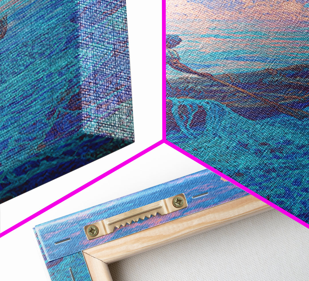 Lone Fisherman On Turquoise Sea Canvas Print, Dreamy Tropical Wall Art, Coastal Nature Decor For Bedroom And Office Gift