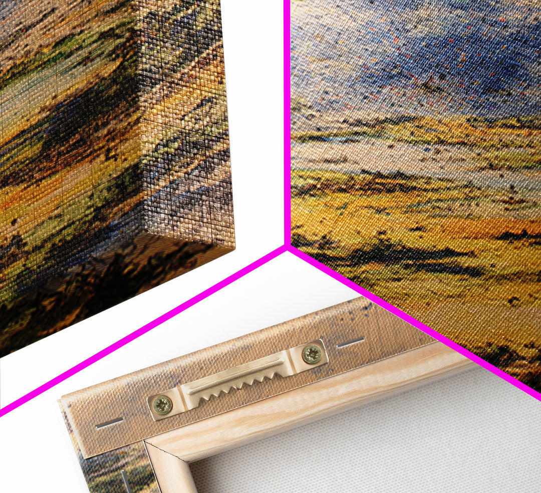 Golden Valley Storm Burst Canvas Print, Abstract Landscape Wall Art, Earth Tone Modern Home Decor For Living Room And Office Gift