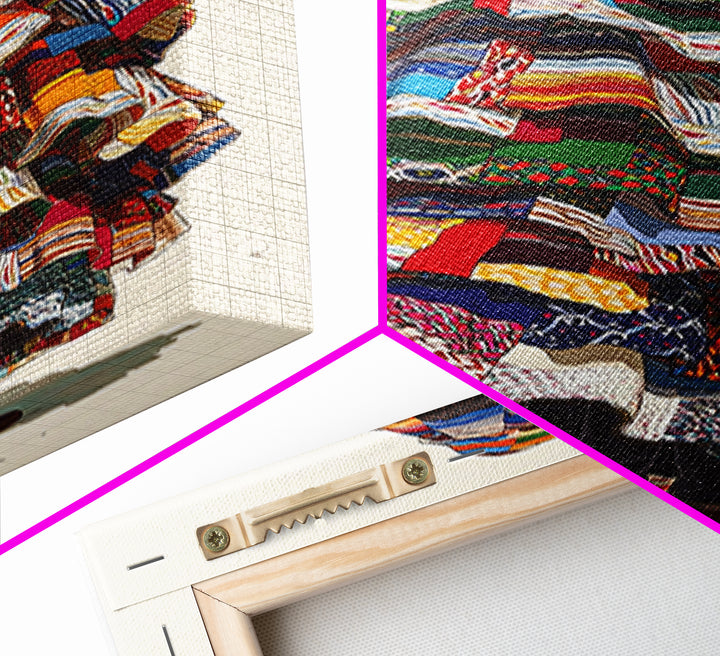 Layered Ankara Patchwork Figure Canvas Print, African Fabric Art, Bold Afrocentric Portrait, Vibrant Tribal Home Decor Gift