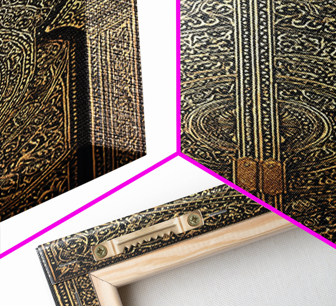 Black Gold Moroccan Mandala Door Framed Canvas Print, African Wall Decor, Luxury Canvas Art, Spiritual Home Decor, Statement Piece