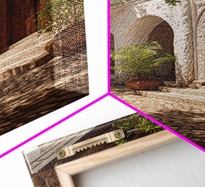 Arched African Veranda Courtyard Framed Canvas Print, Zanzibar Style, Cultural Home Decor, African Wall Decor, Statement Decor