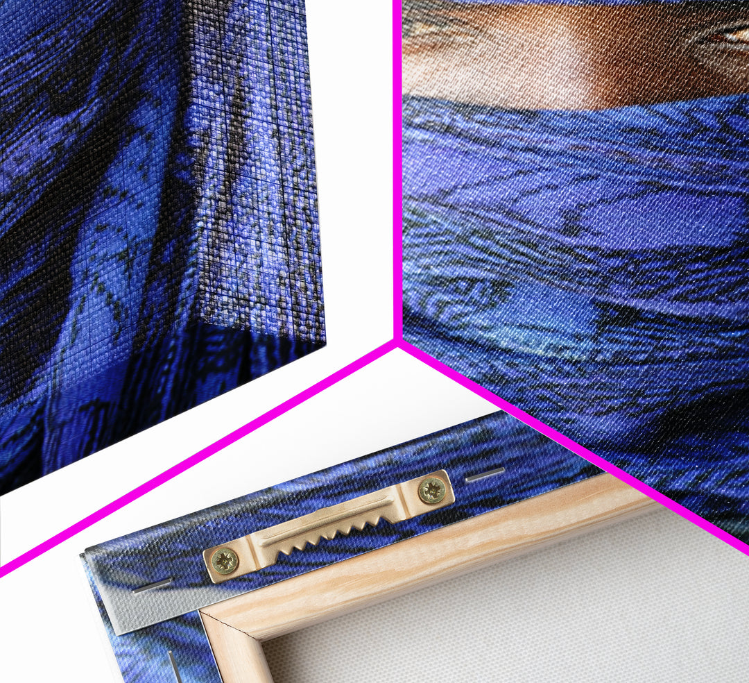 Indigo Tuareg Veiled Eyes Portrait Wall Art, African Wall Art, Blue Desert Nomad Decor, Afrocentric Canvas Print Gift For Home