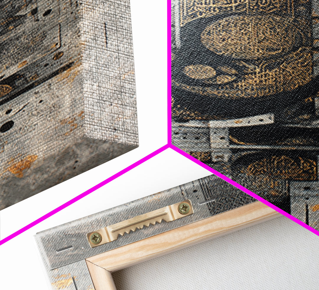 Gold Arabic Calligraphy Abstract On Concrete, Canvas Print, Modern Islamic Wall Decor, Luxury Cultural Art, Gray Black Art