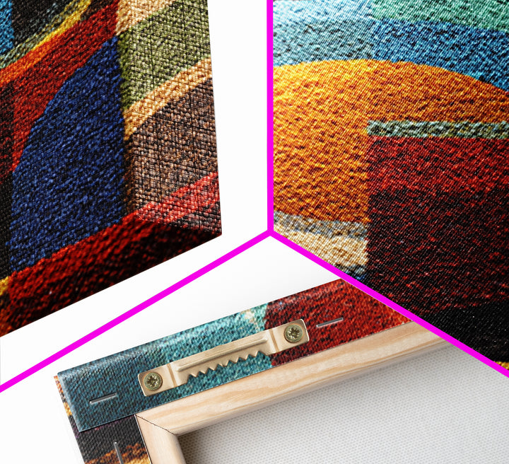Colorful Textured Geometric Abstract Circles Wall Art, African Inspired Modern Canvas Decor, Bold Boho Living Room Art Print