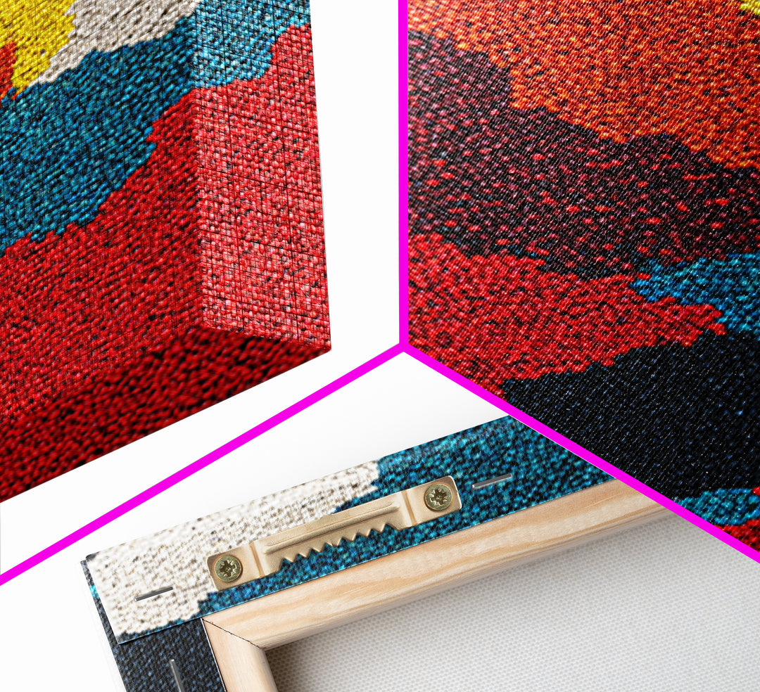Vibrant Beaded Abstract Landscape Wall Art, African Inspired Color Field Canvas Decor, Modern Boho Nature Art Print Gift