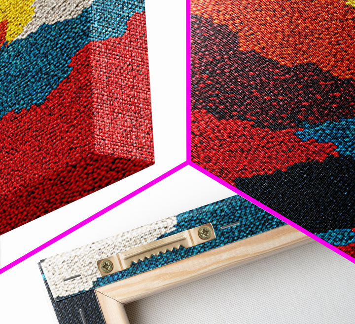Vibrant Beaded Abstract Landscape Wall Art, African Inspired Color Field Canvas Decor, Modern Boho Nature Art Print Gift