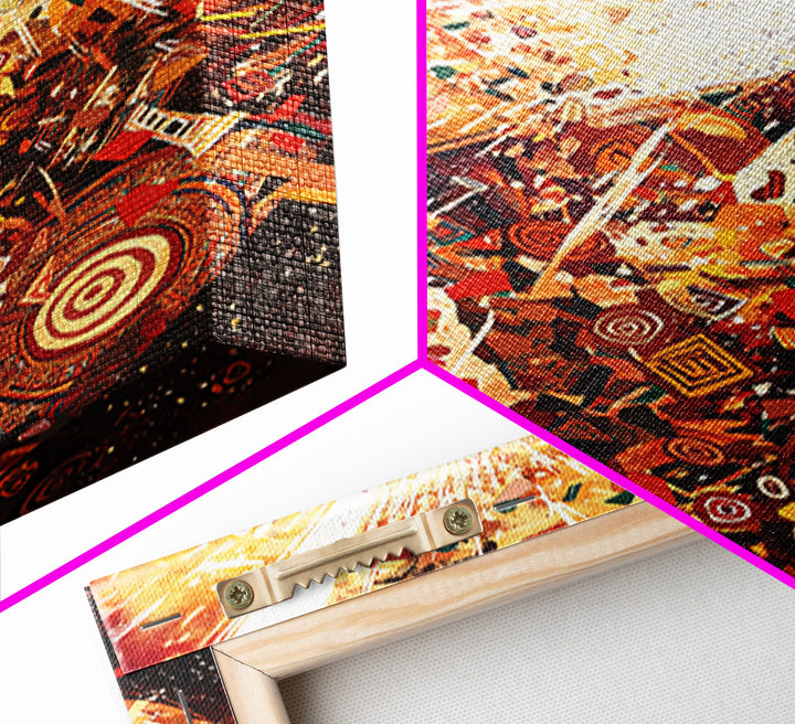 Explosive African Celebration Abstract Wall Art, Colorful Ankara Patterns, Afrocentric Decor, Vibrant Cultural Canvas Print