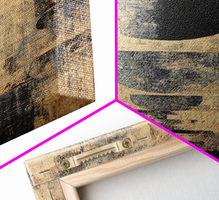 Textured Beige Black Geometric Abstract Wall Art, Modern African Inspired Canvas Decor, Minimalist Earth Tone Home Decor