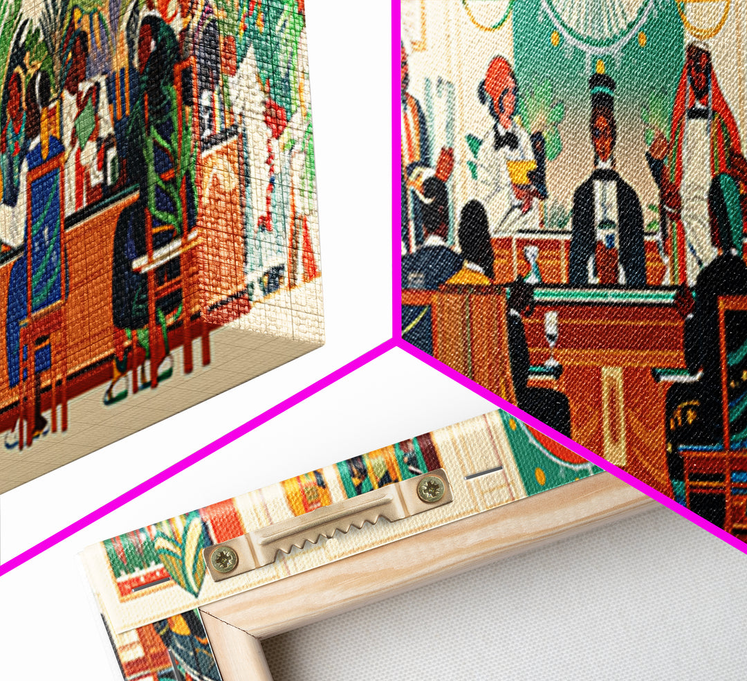 African Community Courtroom Wall Art, Modern African Art, Black Culture Canvas Print, Vibrant Statement Office Decor Gift