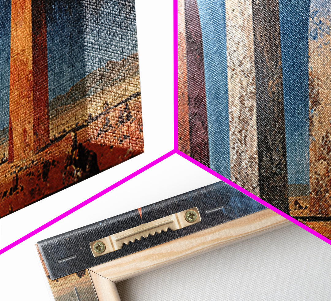 Rustic Desert Monoliths Wall Art, African Egyptian Art, Earth Tone Obelisk Canvas Print, Modern Living Room Southwestern Decor
