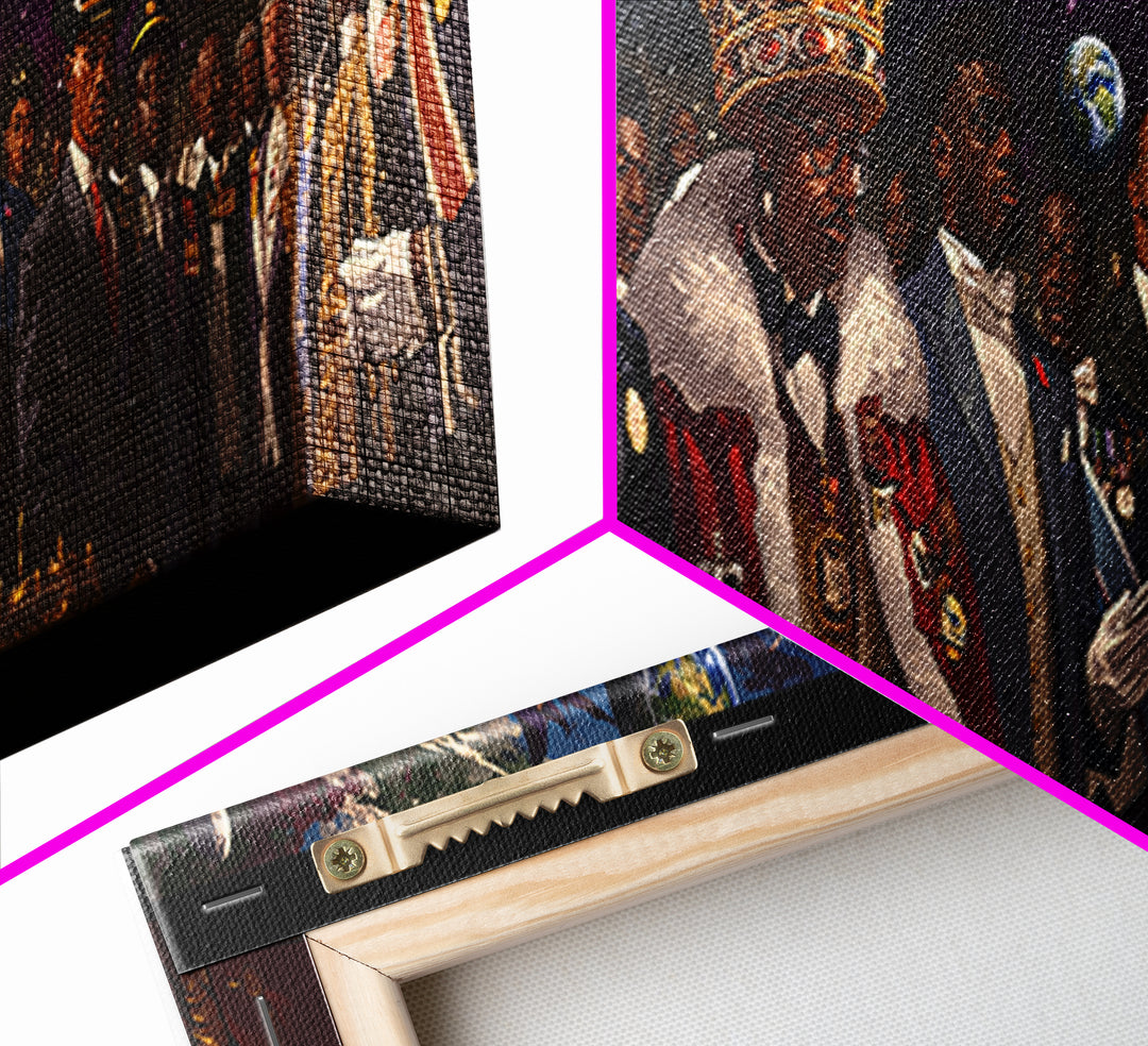 Regal African Emperor And Statesmen Framed Canvas Print, Black History Art, Military Portrait, Modern Afrocentric Decor Gift