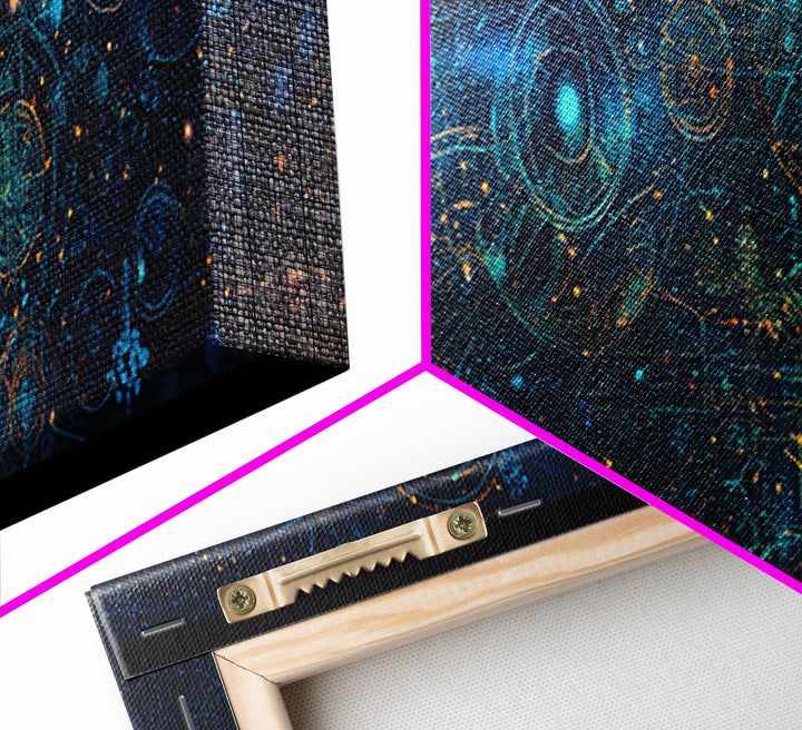 Blue Cosmic Star Map Canvas Print, Abstract Wall Art, Modern Office Decor, Digital Art Inspired Space Home Decor, Housewarming Gift