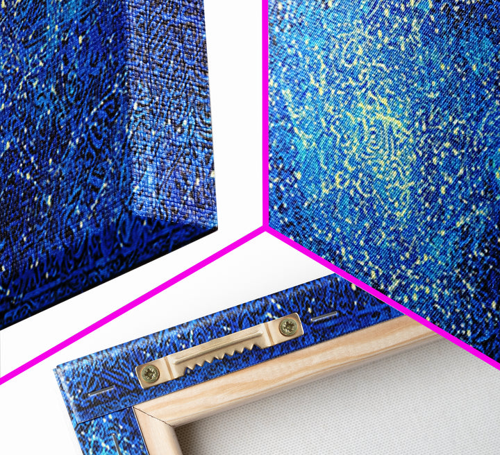 Blue Cosmic Starfield Abstract Wall Art, Modern Galaxy Canvas Decor, Dreamy Large Wall Art Prints, Teal Celestial Home Decor