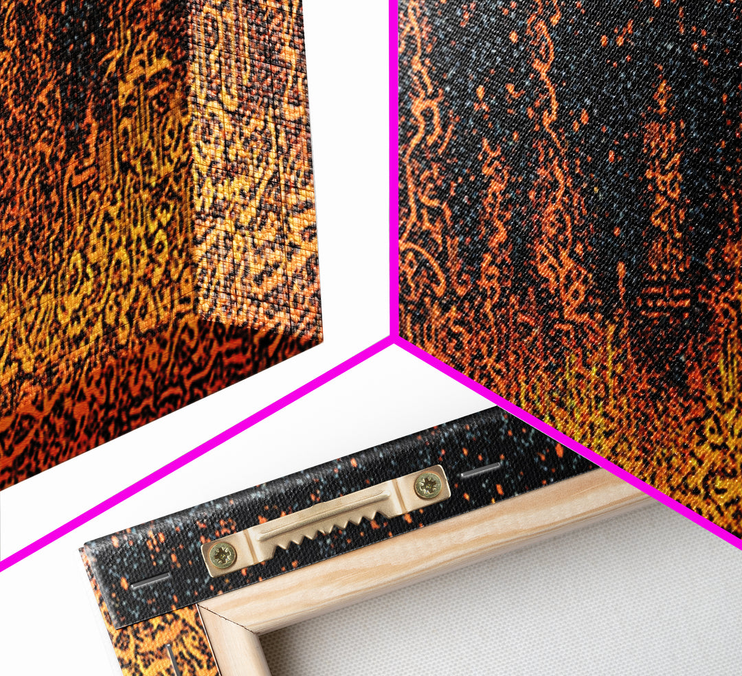 Orange Glowing Skyline Abstract Canvas Print, Modern Wall Decor, Burnt Orange Art, Statement Wall Art Prints, Luxury Canvas Art