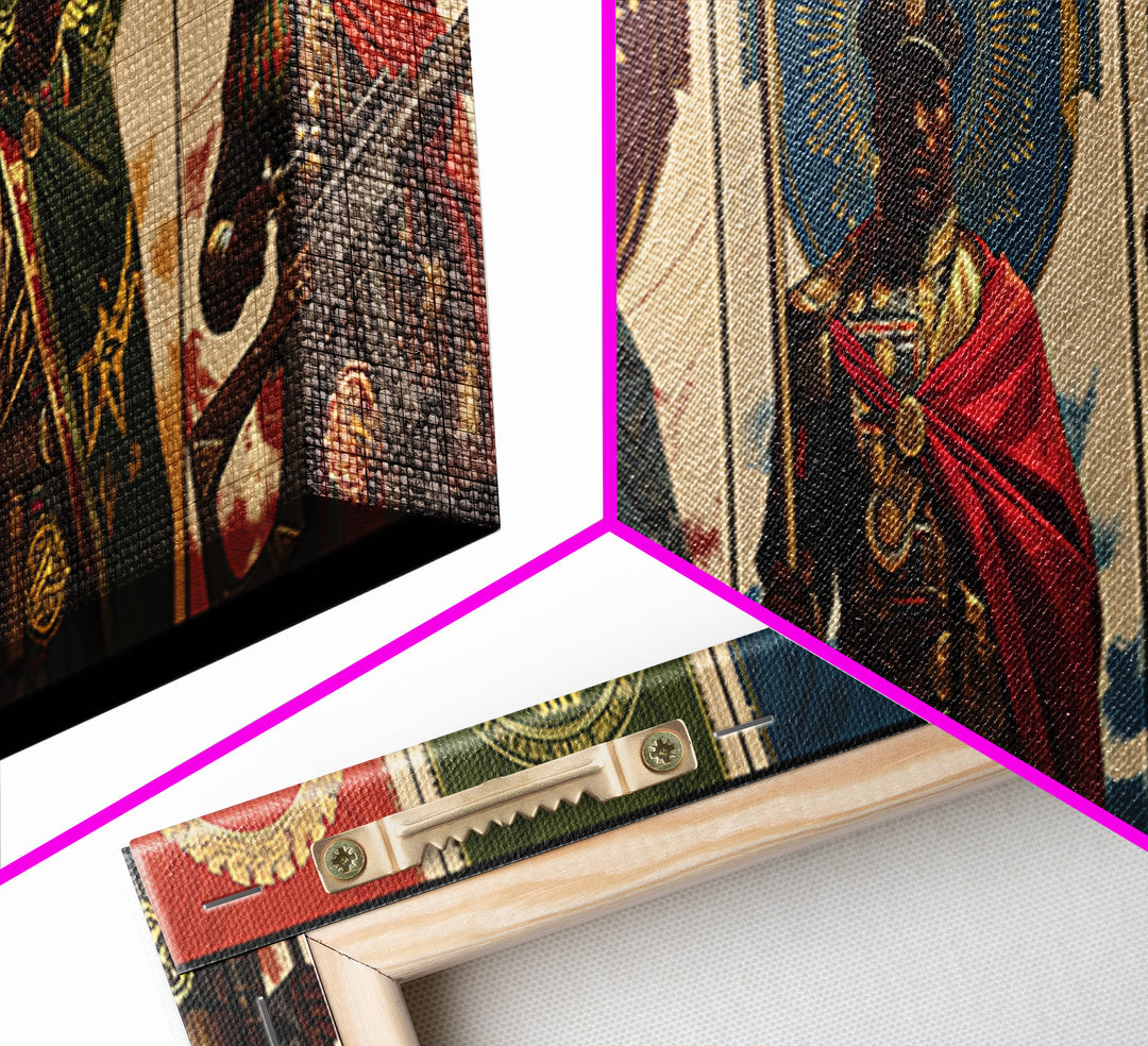 Regal African Warriors Framed Canvas Print, Ceremonial Soldier Portraits, African Warrior Art, Black Culture Wall Decor Gift