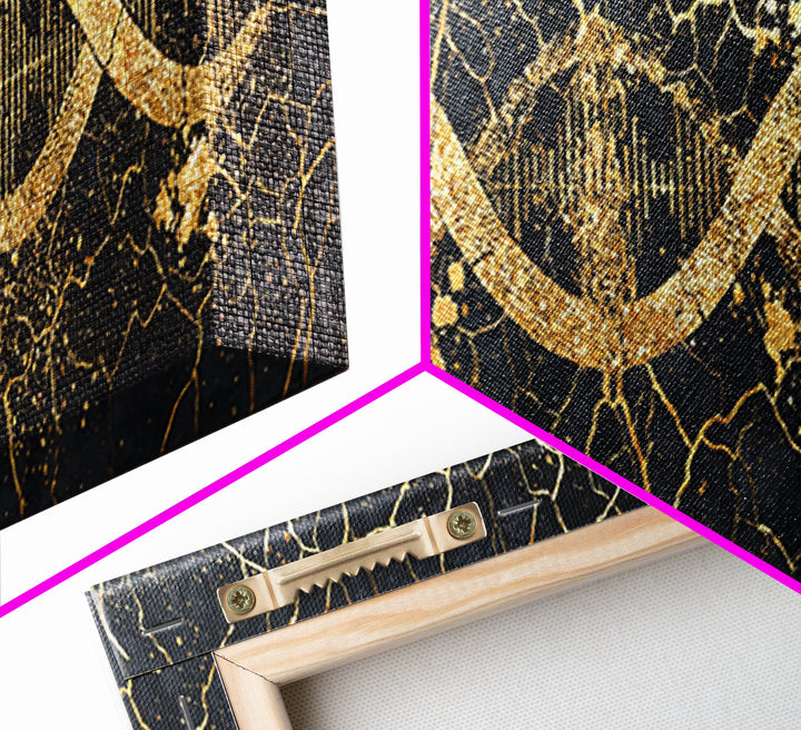 Gold DNA Helix Wall Art, Abstract Luxury Science Canvas Print, Black And Gold Design, Modern Office Decor For Biology Gift