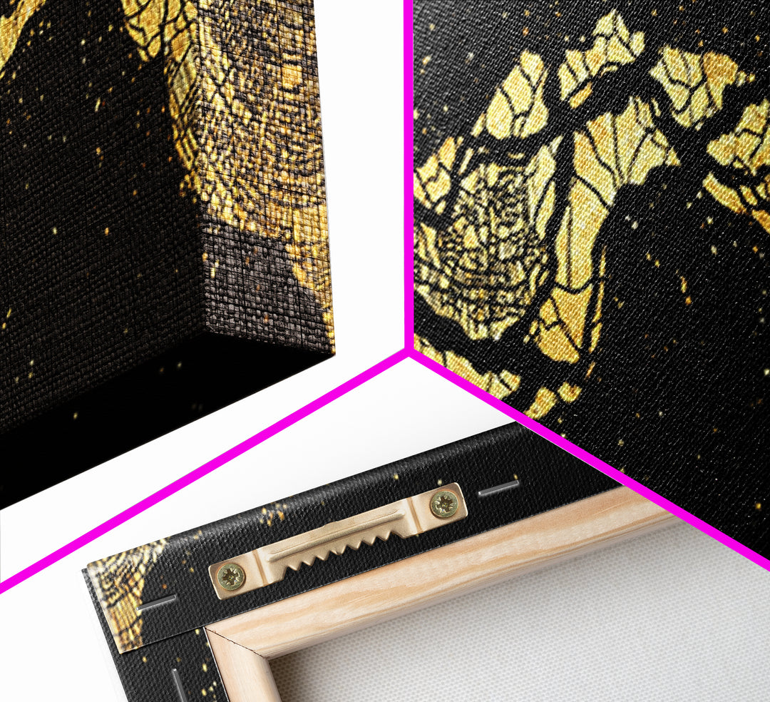 Gold Cracked River Abstract Canvas Print, Black And Gold Art, Luxury Canvas Art, Modern Wall Decor, Unique Home Decor Gift