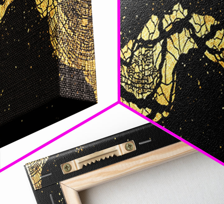 Gold Cracked River Abstract Canvas Print, Black And Gold Art, Luxury Canvas Art, Modern Wall Decor, Unique Home Decor Gift