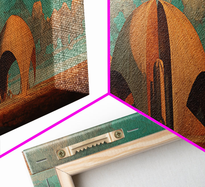 Desert Earthen Dome Sanctuary Framed Canvas Print, African Inspired Architecture Wall Art, Boho Earth Tone Home Decor Gift