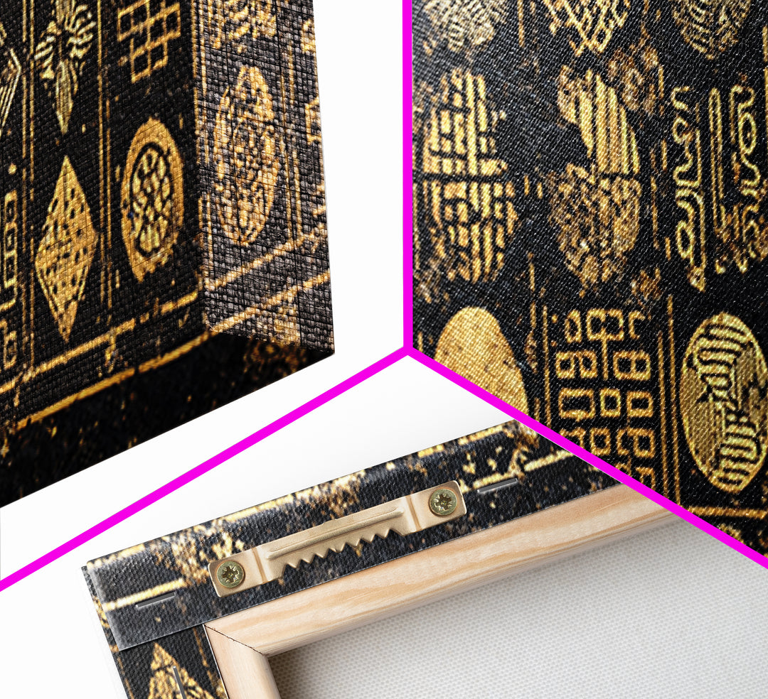 Gold Tribal Symbol Panels Wall Art African Tribal Art Print Afrocentric Decor Cultural Wall Decor Statement Canvas For Living Room