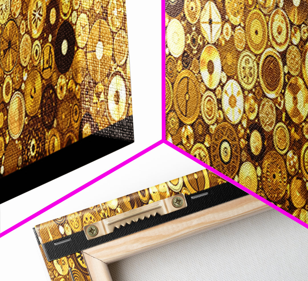 Gold Coin Mosaic Circles Wall Art African Abstract Art Print Luxury Canvas Decor Modern Geometric Wall Decor For Elegant Home