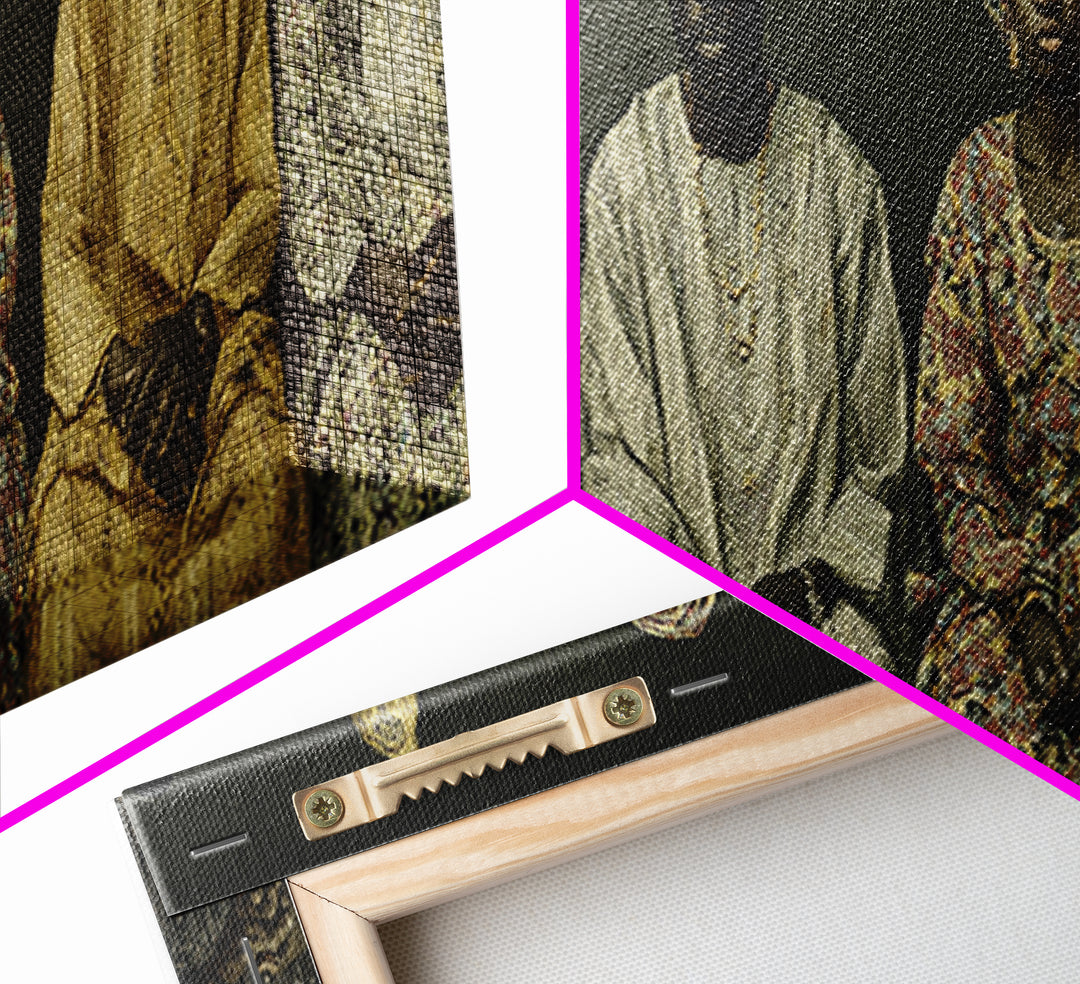 Elegant Seated African Royal Family Wall Art, Traditional Robes, Black Heritage Portrait, Afrocentric Framed Canvas Print