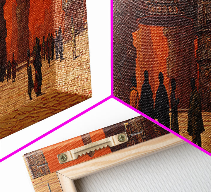 Surreal African Desert Monuments Canvas Print, Orange Ancestral City, Tribal Travelers Wall Art, Afrocentric Home Decor Gift