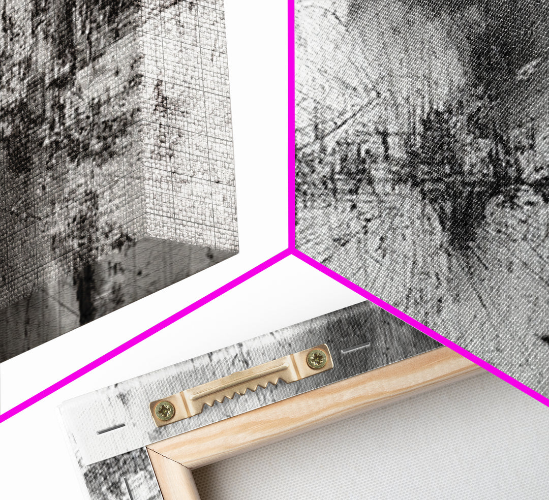 Black And White Abstract City Skyline Wall Art, Modern Canvas Print, Minimalist Office Decor, Urban Gallery Statement Gift