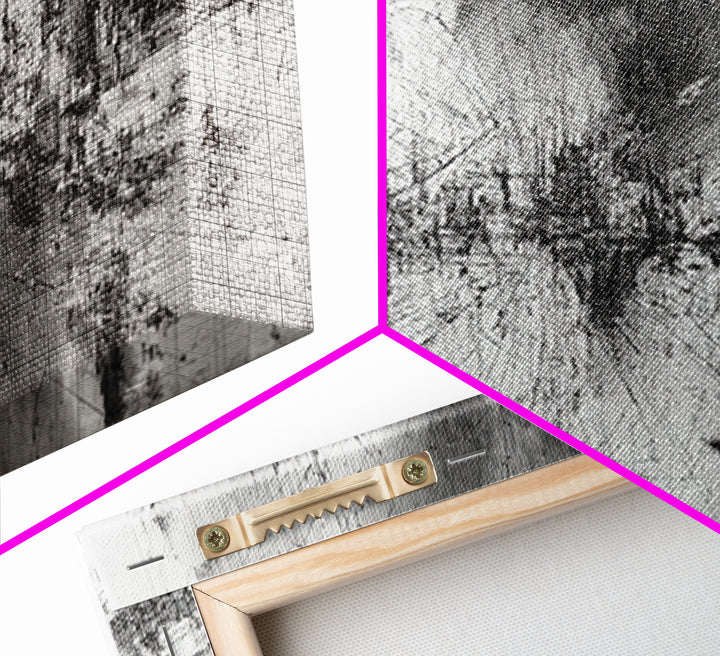 Black And White Abstract City Skyline Wall Art, Modern Canvas Print, Minimalist Office Decor, Urban Gallery Statement Gift