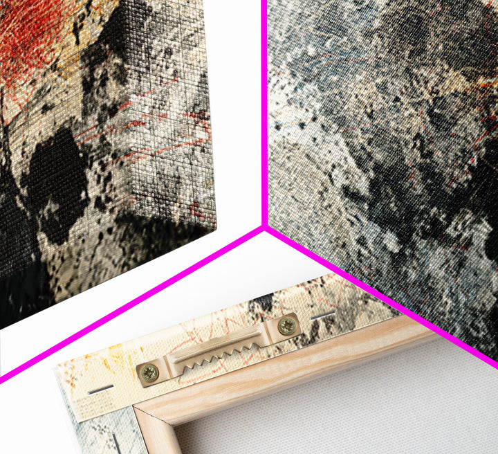 Beige Black Red Abstract Horizon Wall Art, Modern Canvas Art, Large Wall Art, Earth Tone Wall Decor, Statement Home Decor