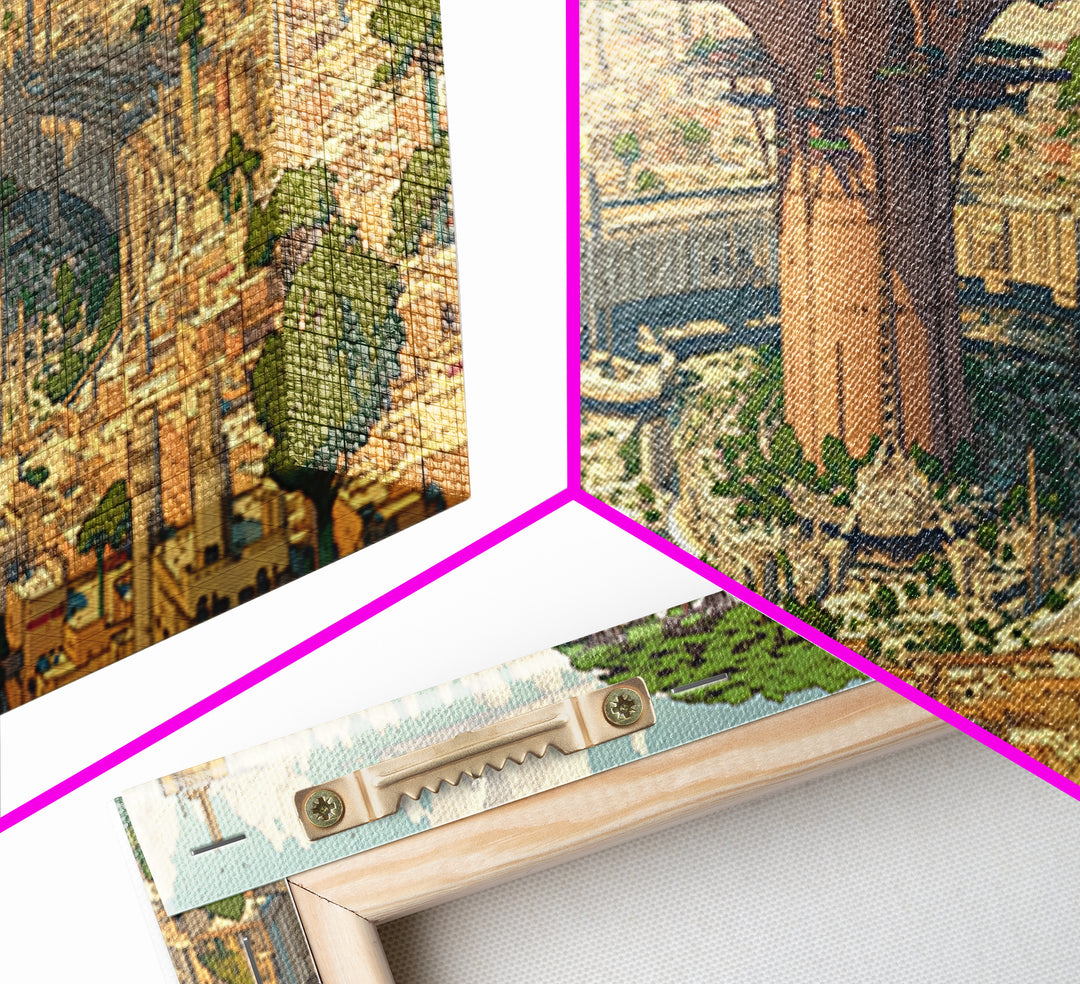Giant Baobab Futuristic African City Wall Art, Panoramic Afrocentric Landscape Print, Modern Safari Decor Gift, Living Room Decor