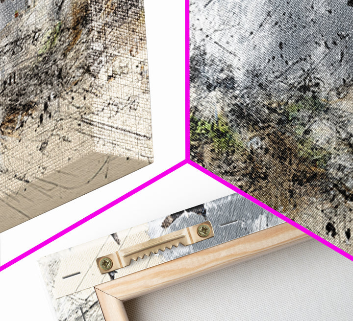 Stormy Abstract Birds Over Desert Horizon Wall Art, Modern African Inspired Landscape, Neutral Boho Large Canvas Decor Print