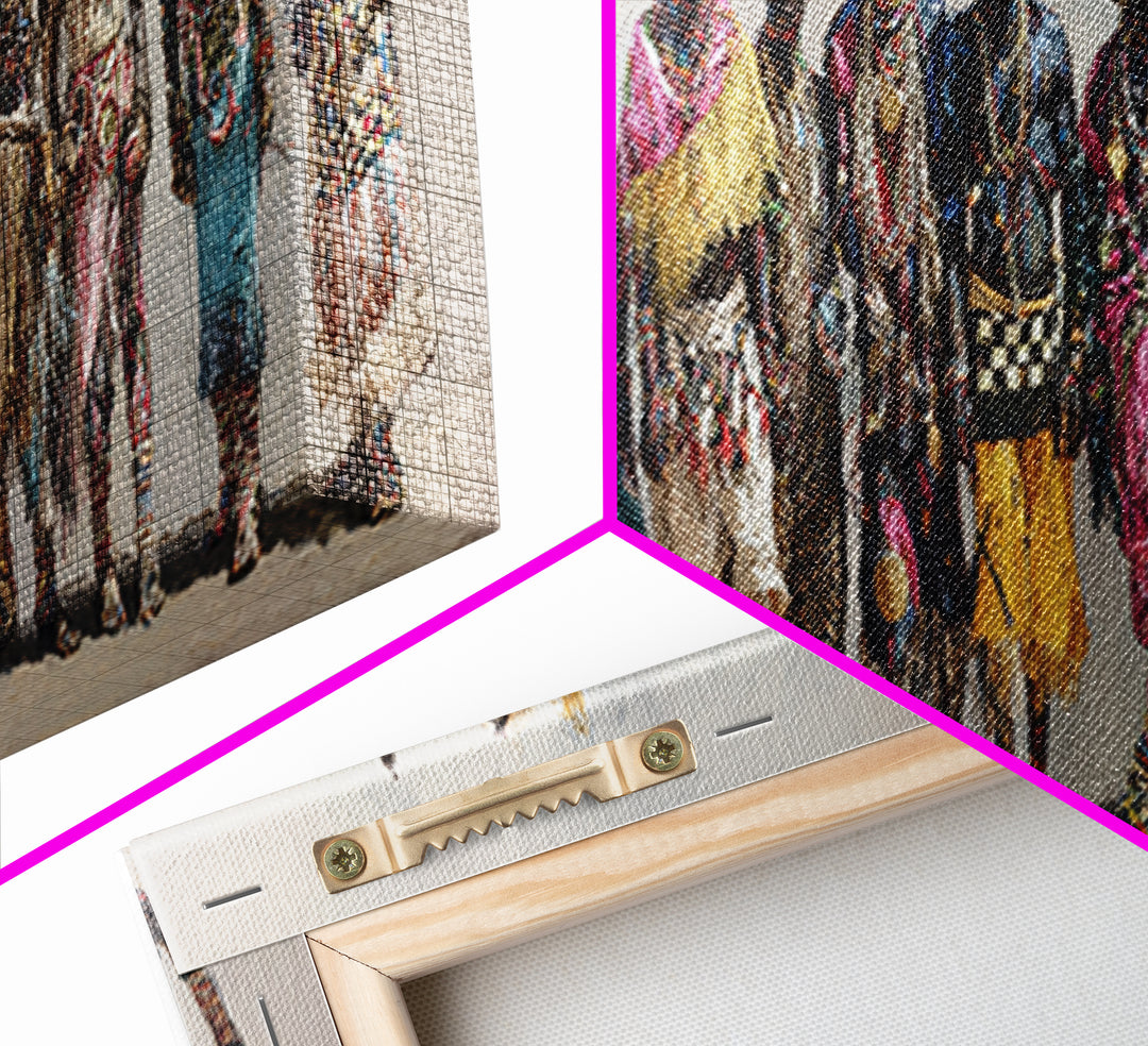 Colorful African Tribe Fashion Figures Wall Art, Modern Afrocentric Canvas Print, Boho Cultural Statement Home Decor Gift