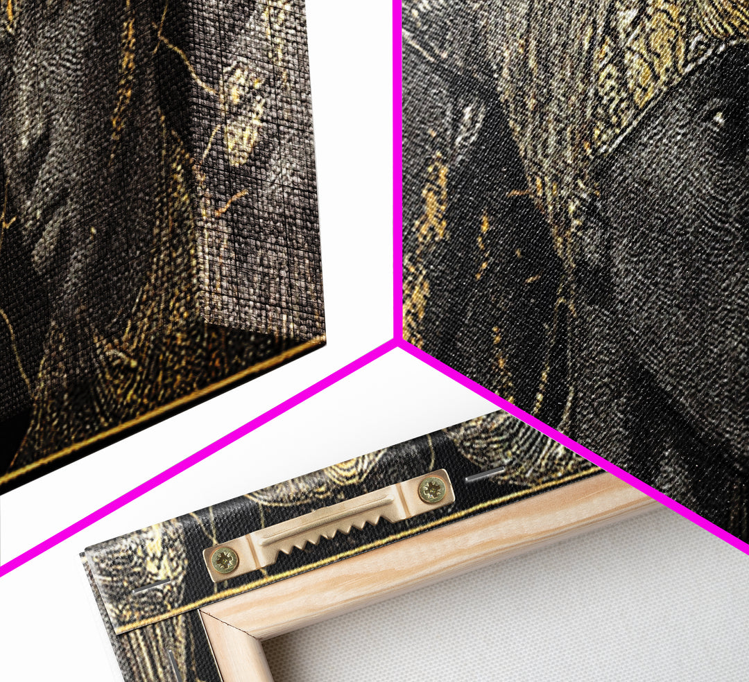 Gold Etched African Elder Profiles On Black Canvas Print, Elegant Tribal Portrait Wall Art, Luxury Afrocentric Home Decor