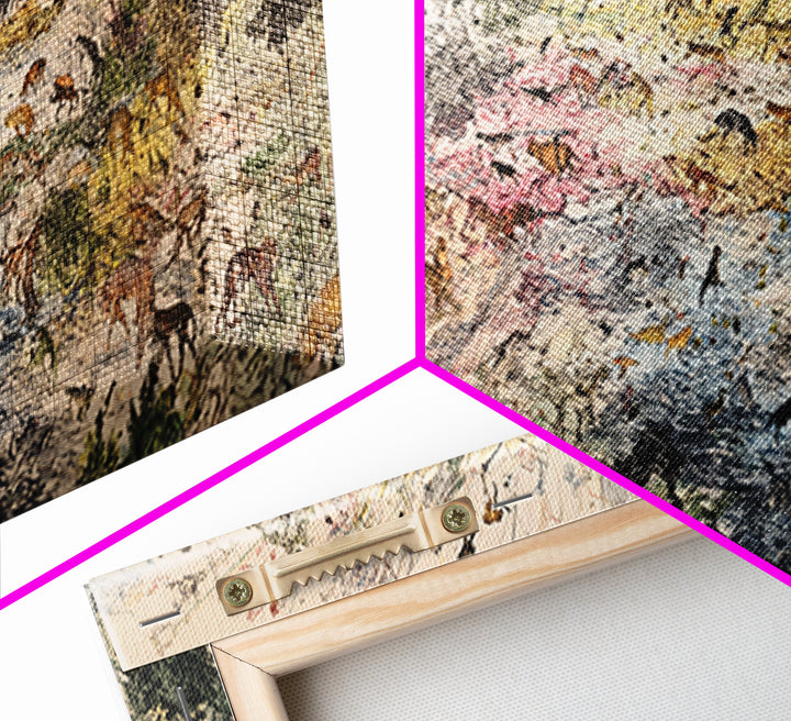 Abstract African Safari Landscape Canvas Print, Earth Tone Wildlife Migration Scene, Modern Home Decor For Living Room Wall