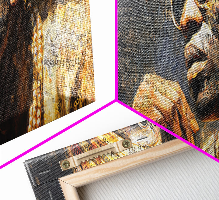 Regal Elder In Sunglasses And Headwrap Canvas Print, African Portrait, Black Wall Art, Afrocentric Decor, Cultural Gift For Home