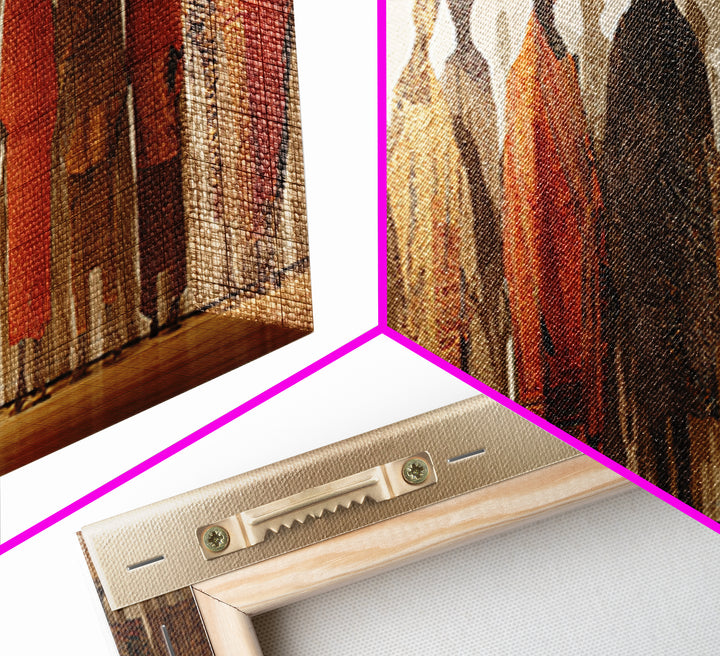 Textured African Figures In Gallery Canvas Print, Modern African Art, Ethnic Wall Decor, Cultural Home Decor, Large Wall Art