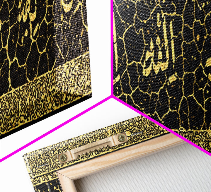 Gold Calligraphy On Crackled Black Canvas Print, African Inspired Wall Art, Abstract Pattern Decor, Luxury Home Decor Gift
