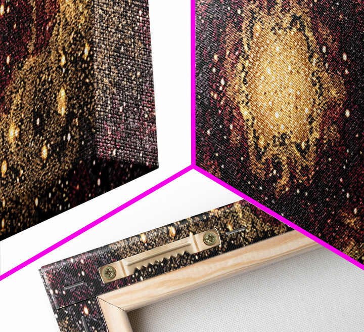 Golden Cosmic Eye Galaxy With Starlit Orbit Wall Art, Black And Gold Abstract Art, Spiritual Decor, Mystical Canvas Print