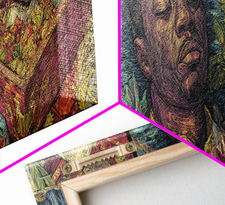 Triptych African Man Portrait With Skull Still Life Canvas Print, Contemporary Black Art, Cultural Wall Decor, Gallery Art