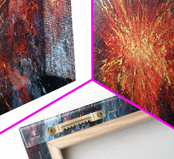 Exploding Nebula Canvas Print, Red Gold Galaxy Abstract Wall Art, Modern Space Decor, Large Statement Artwork For Living Room
