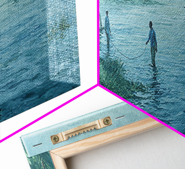 Blue Lakeside Village Landscape Wall Art, African Landscape Canvas Print, Serene Nature Scene, Living Room Decor Gift For Home