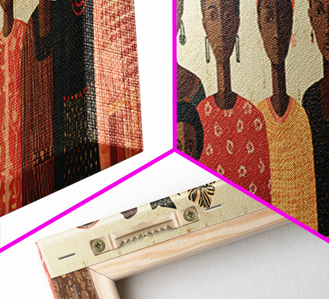 African Women Headwraps Canvas Print, Matriarch Family Portrait, Ankara Fashion Decor, Afrocentric Cultural Wall Art Gift