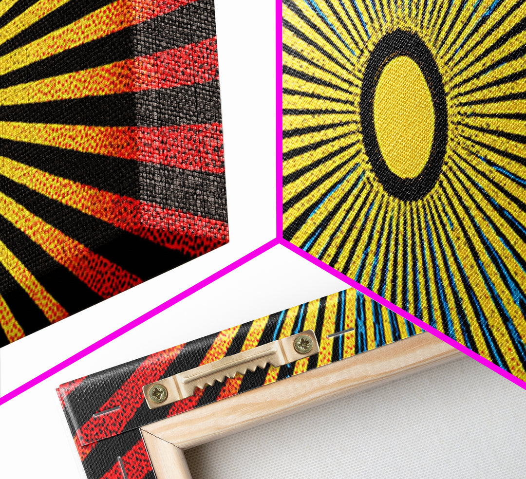 Radiant African Sunburst Abstract Wall Art, Colorful African Art Decor, Tribal Patterns, Modern Afrocentric Canvas Print