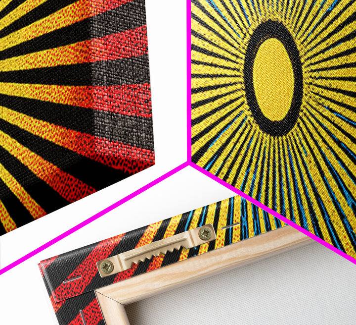 Radiant African Sunburst Abstract Wall Art, Colorful African Art Decor, Tribal Patterns, Modern Afrocentric Canvas Print