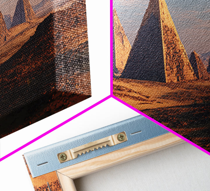 Golden Desert Pyramids At Dawn Canvas Print, African Egyptian Art, Ancient African Landscape, Safari Wall Decor Gift For Home