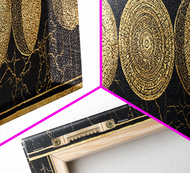Gold Moon Phase Celestial Wall Art, Black And Gold Art, Spiritual Wall Decor, Mystical Canvas Print, Elegant Home Decor Gift