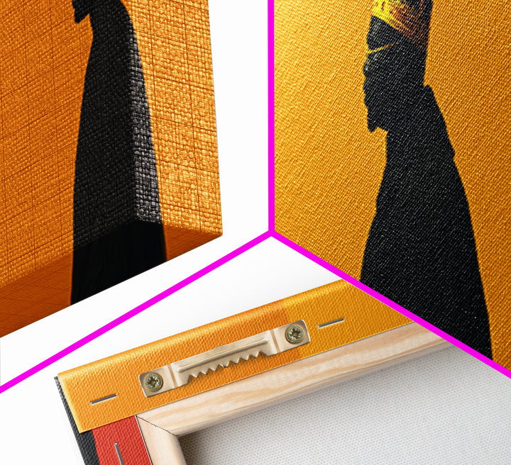 Three African Kings Profile Framed Canvas Print, Royal Black Men Portrait, Afrocentric Wall Decor, Bold Orange Art For Home
