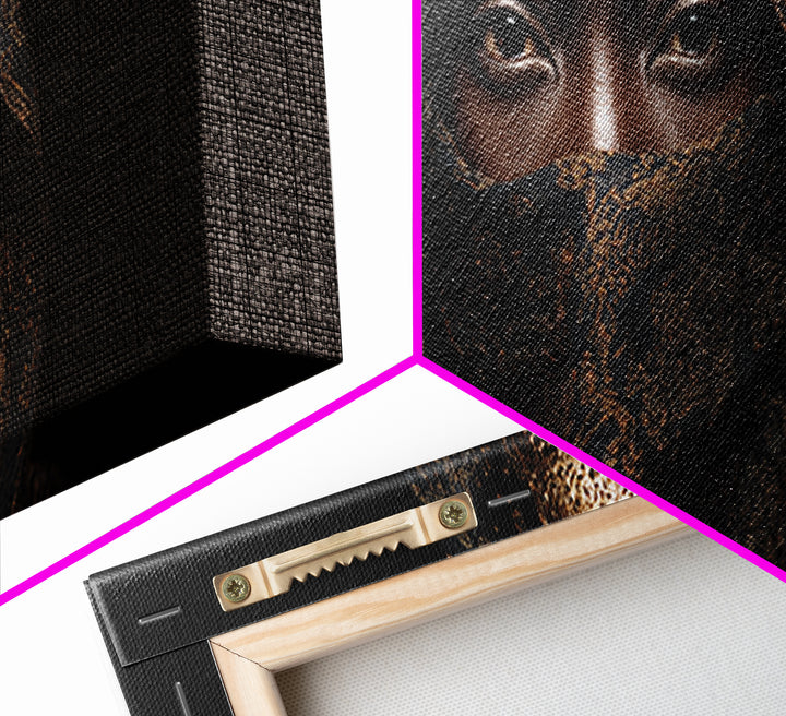 Veiled African Queen Canvas Print, Black Woman Portrait, Gold Jewelry Canvas, Afrocentric Wall Decor, Elegant Home Art Gift